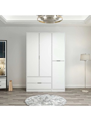 Minar Elina 3 Kapaklı Dolap - Beyaz/beyaz