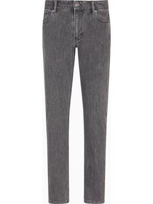 Emporio Armani Erkek Denim Kumaş Dar Kesim Düğme Kapama Cepli Gri Jeans EM000121 AF17494-M8001