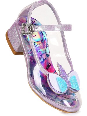 Kiko Kids Unicorn Kız Çocuk Topuklu Abiye Şeffaf Ayakkabı