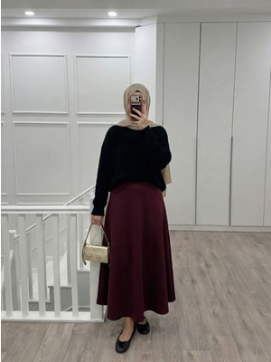 Miostil Scuba Verev Etek-Bordo