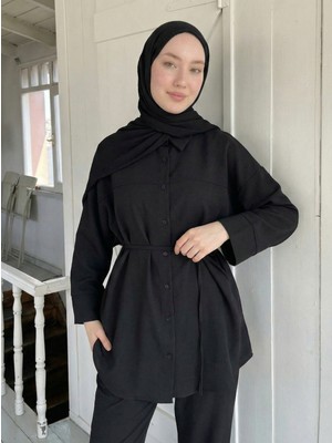 Miostil Roba Detay Pantolonlu Takım-Siyah