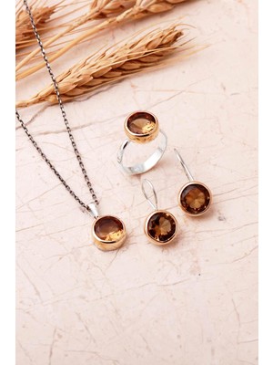 Sümer Telkari Renk Değiştiren Sultan Taşlı Elişi 925 Ayar Gümüş Set 2867