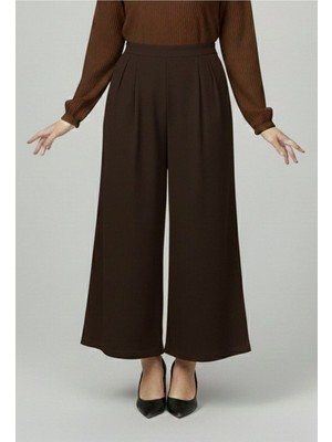 Miostil Cırt Bantlı Scuba Krep Pantolon-Kahve