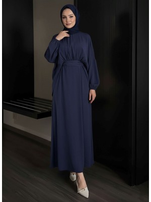 Miostil Bağlamalı Ikili Elbise-Lacivert