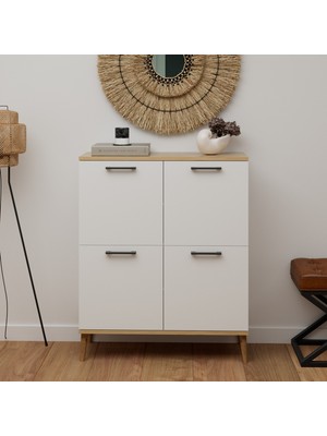 Vittoria 4 Kapaklı Ayakkabılık Beyaz Meşe