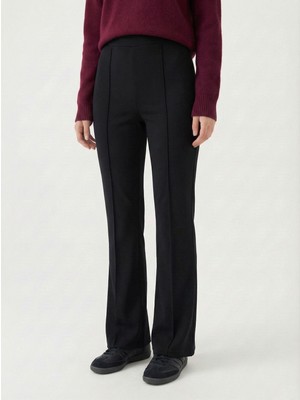 Miostil Ispanyol Paça Scuba Pantolon-Siyah