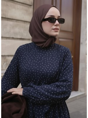 Miostil Taşlı Elbise-Lacivert