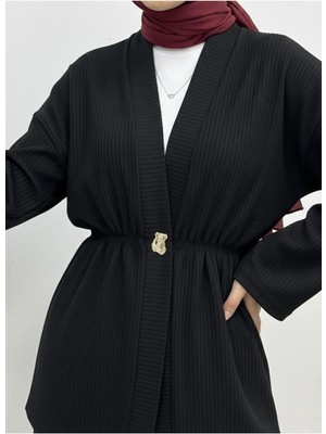 Miostil Düğme Detay Hırka-Siyah