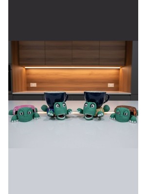 UltraMint Renkli 4'lü Kaplumbağa Bardak Altlığı Seti, Eğlenceli ve Şık Tasarım