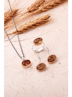 Sümer Telkari Renk Değiştiren Sultan Taşlı Elişi 925 Ayar Gümüş Oval Set 2868