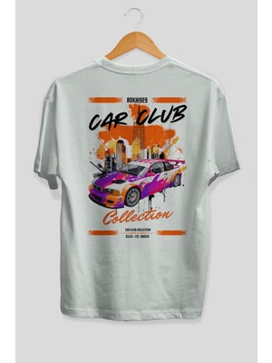 Ankhises Araba Club Serisi 6 Arka Baskılı Oversize T-Shirt %100 Pamuk Erkek Kadın