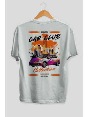 Ankhises Araba Club Serisi 8 Arka Baskılı Oversize T-Shirt %100 Pamuk Erkek Kadın