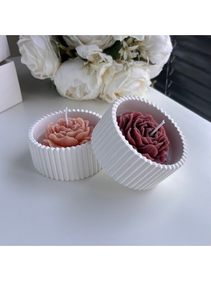 A V Concept Vanilya Kokulu Beton Çiçek Mum – Dekoratif Minimal Kase Mum | Ev Dekoru Hediyesi