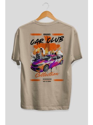 Ankhises Araba Club Serisi 9 Arka Baskılı Oversize T-Shirt %100 Pamuk Erkek Kadın