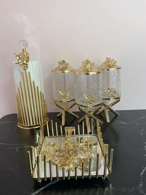 UltraMint Şık Gold Mutfak Seti, Baharat ve Peçetelikler, Modern Tasarım