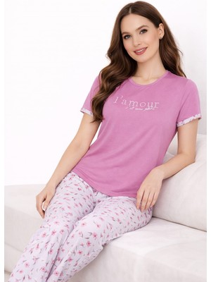 Pemilo Kadın 2004-29 Kısa Kol Likralı Bambu Pijama Takımı