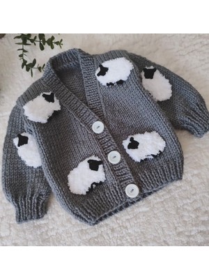 ZA Handmade El Örgüsü Kuzulu Hırka Modeli