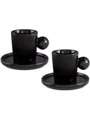 Storemax Golfline Siyah 2'li Tabaklı Kahve Fincan Takımı 90 cc