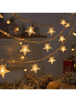 Storemax 3 Metre LED Işıklı 20'li Yıldız Işık Zinciri Dekoratif Pilli Aydınlatma Ev Dekorasyonu Süsleme Salon Oda Merdiven Balkon Süslemeleri Için Yılbaşı Eğlence Doğum Günlerine Özel Aydınlatma
