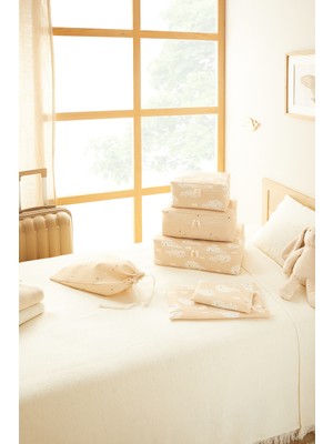 Ocean Home Textile 6'lı Çocuk Odası Sevimli Balina Bavul Içi Düzenleyici Set