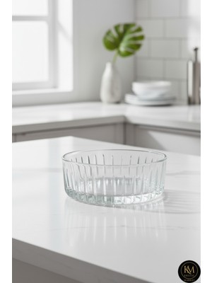 UltraMint Şeffaf 25 cm Kristal Dekor Cam Kase, Şık ve Zarif Tasarım