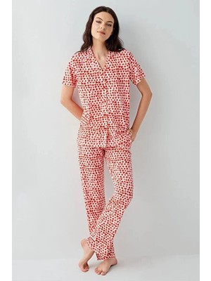 Arnetta Kısa Kol Önden Düğmeli Kadın Pijama Takım 3583