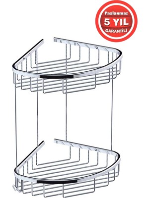 Banyom Home Paslanmaz Pirinç 2'li 20X20 Deniz Şampuanlık Banyo Rafı