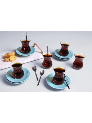 Storemax Suzanne Seasons Turkuaz 6 Kişilik Çay Takımı