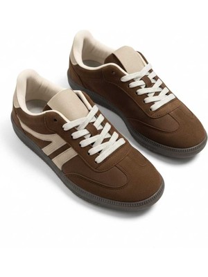 Mcdark 055SAM Sneaker Bağcıklı Düz Taban Spor Ayakkabı Sam Taba Süet