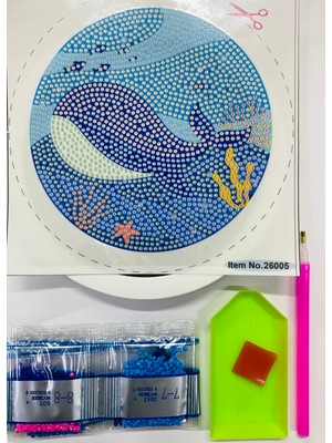 Elegantshop 5d Yapışan Boncuk Goblen Mozaik Tablo Pano 16*16 cm Balina