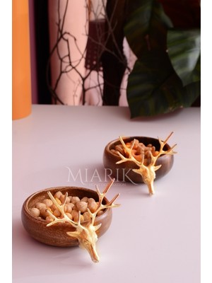 UltraMint Akasya Ağacı 2’li Gold Detaylı Geyikli Çerezlik Seti