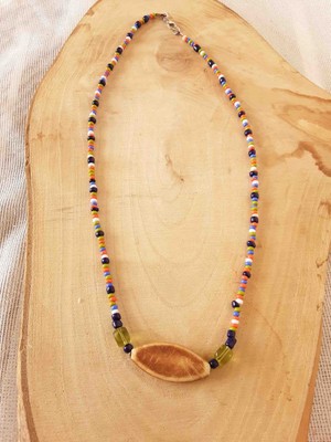 Lal Dizayn Boncuk Kolye - El Yapımı - Bohem Kadın Aksesuar