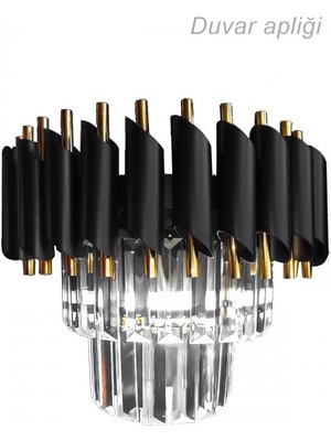 Ece Store Ecelight Ledli Gold Kristal Taşlı Modern Duvar Aplik 3 Renk Sarı - Beyaz - Ilık Beyaz