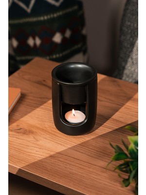 Love Bundles Siyah Geniş Hazneli Seramik El Yapımı Buhurdanlık