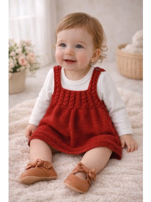 Maxi İdol El Örgüsü Bebek Elbise ve Zıbın Takımı – %100 El Yapımı, 2 Parça