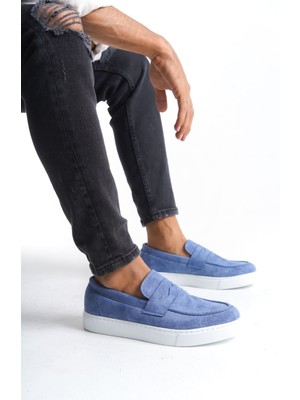 Zapatos SLW180 Estilo x Bağcıksız Süet Erkek Günlük Spor Klasik Ayakkabı Sbt - Mavi