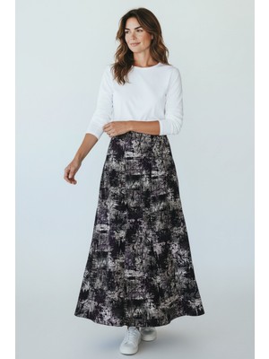 Ece Giyim Kadın Beli Lastikli Sekiz Parçalı Desenli Balık Etek