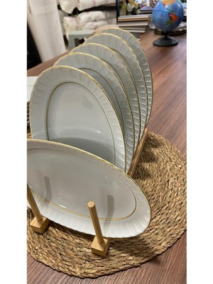 UltraMint Yaldızlı Kayık Tabak Seti, 30 Cm, 3'lü, Şık ve Zarif Tasarım