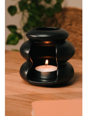 Love Bundles Siyah Mat Modern Tasarım Seramik El Yapımı Buhurdanlık