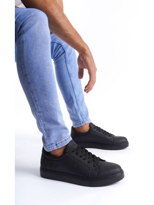 Zapatos SLW165 Elite Bağcıklı Cilt Erkek Günlük Sneaker Ayakkabı Cst - Siyah