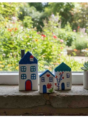 Miniyumy Dekoratif Evler Biblo 3'lü Set Mavi