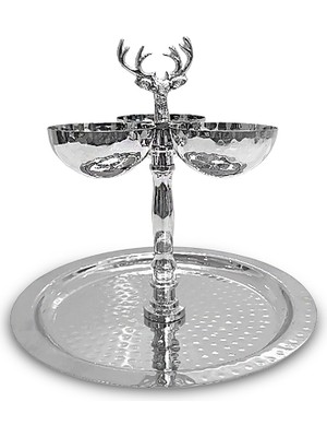 UltraMint Yılbaşı Gümüş Loren Çerezlik 8X21 Cm, Şık ve Zarif Ikramlık Seti