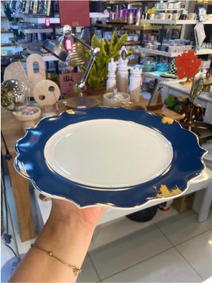 UltraMint Lacivert Porselen 6'lı Servis Tabak 27CM, Şık ve Dayanıklı Ürün