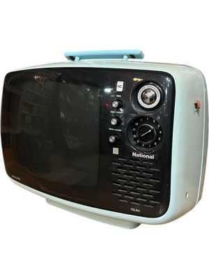 TT Mavi Renk Kasalı 37 Ekran National Marka Siyah Beyaz Televizyon - Çalışır Durumda