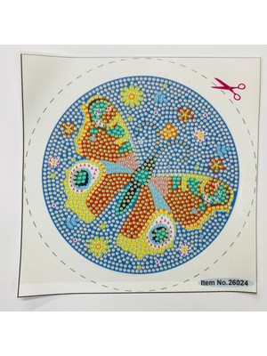 Elegantshop 5d Yapışan Boncuk Goblen Mozaik Tablo Pano 16*16 cm Kelebek