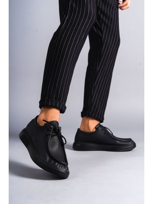 Zapatos SLW170 Tornado Bağcıklı Cilt Erkek Günlük Spor Klasik Ayakkabı Cst - Siyah