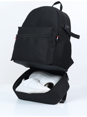 D'Vers Siyah Ayakkabı Bölmeli Su Itici Kumaş Özellikli Laptop Bölmeli Günlük Spor Sırt Çantası