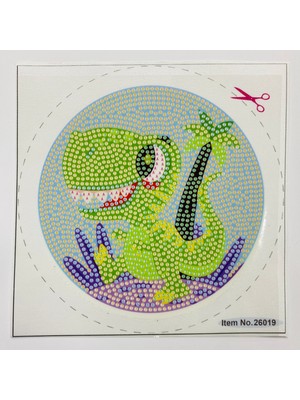 Elegantshop 5d Yapışan Boncuk Goblen Mozaik Tablo Pano 16*16 cm Dinazor