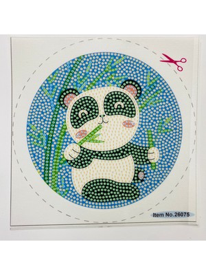 Elegantshop 5d Yapışan Boncuk Goblen Mozaik Tablo Pano 16*16 cm Panda