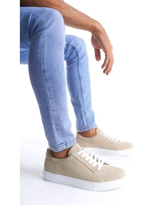 Zapatos SLW165 Elite Bağcıklı Süet Erkek Günlük Sneaker Ayakkabı Sbt - Krem